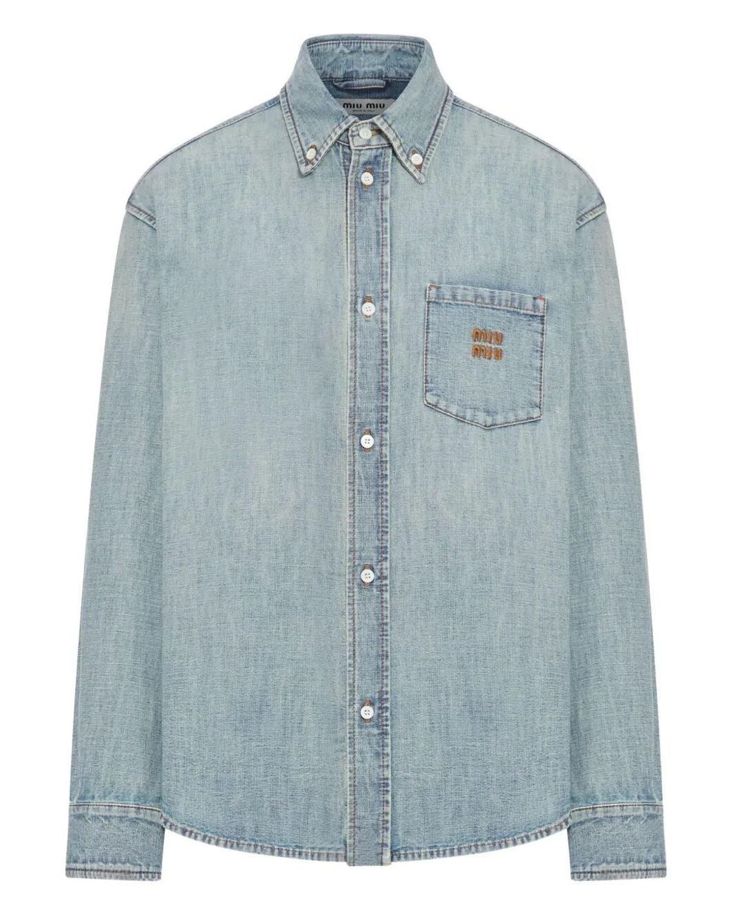 Miu Miu Blue Denim Cotton Shirt
