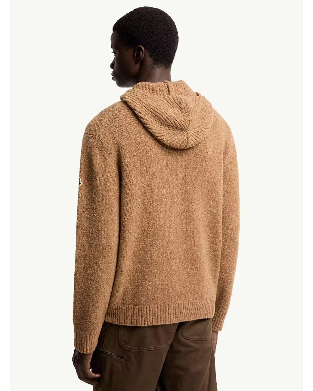 Moncler Brown Zip-up Hoodie In A Bouclé Wool Blend for men