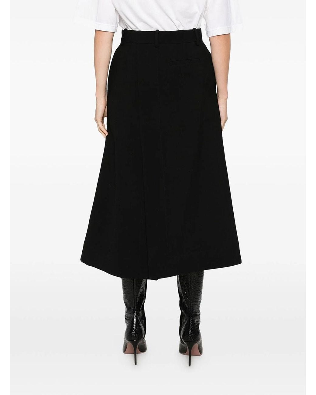 Cellar Door Black High-Waisted Flared Nim Skirt