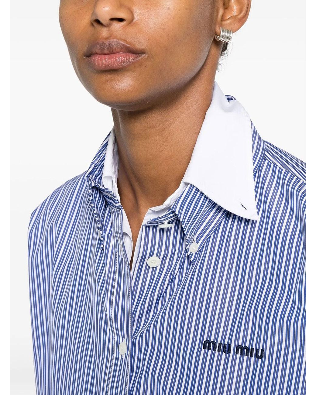 Miu Miu Purple Micro Pinstripe Poplin Shirt