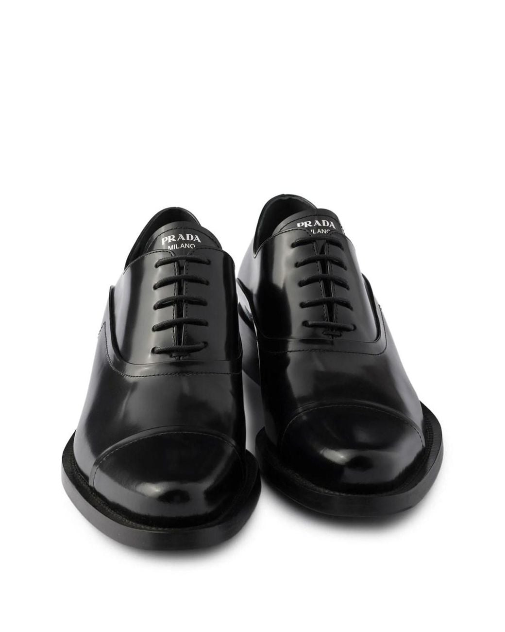 Prada Black Vitello Lace Ups Shoes