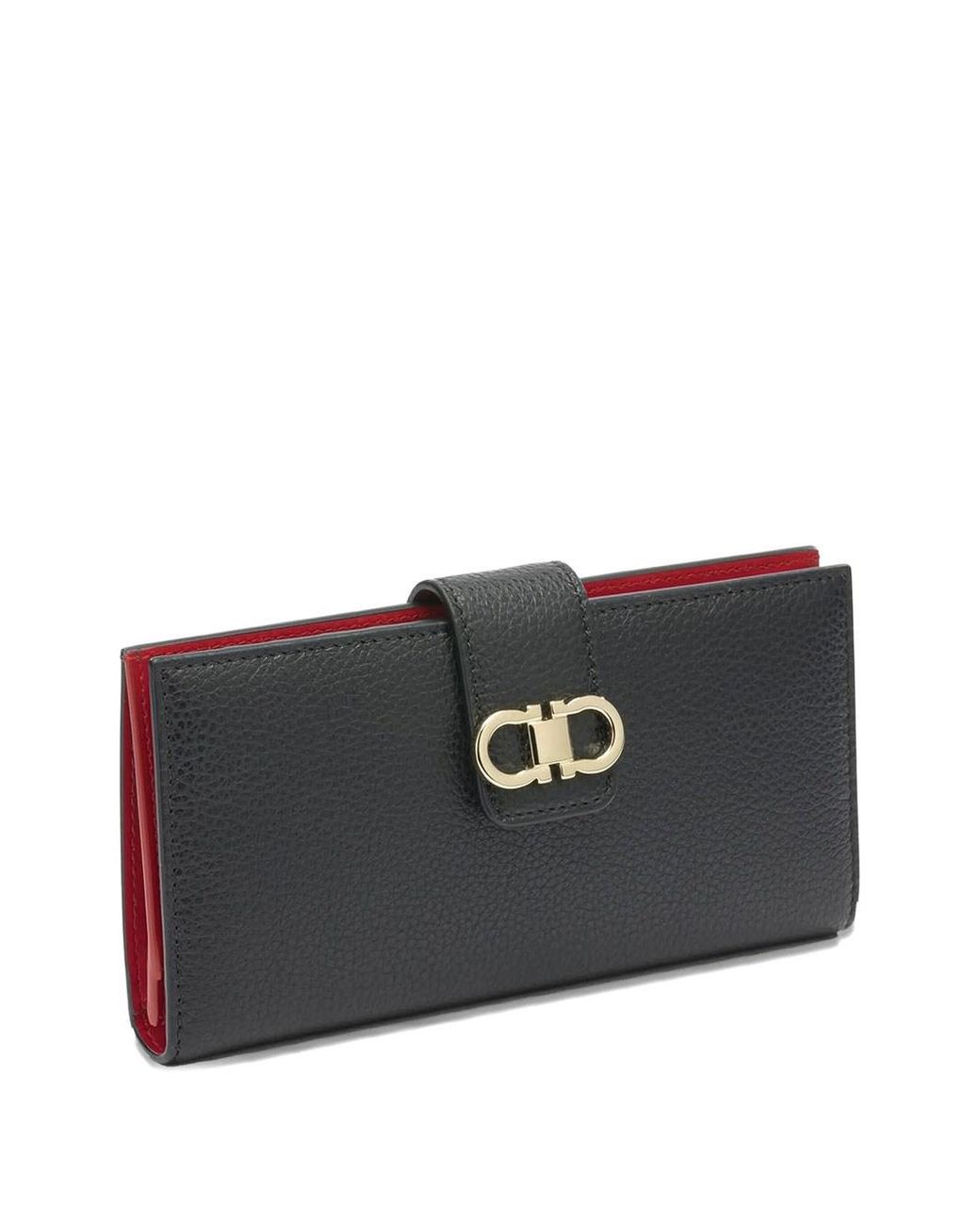 Ferragamo Black Gancini Grained Leather Continental Wallet