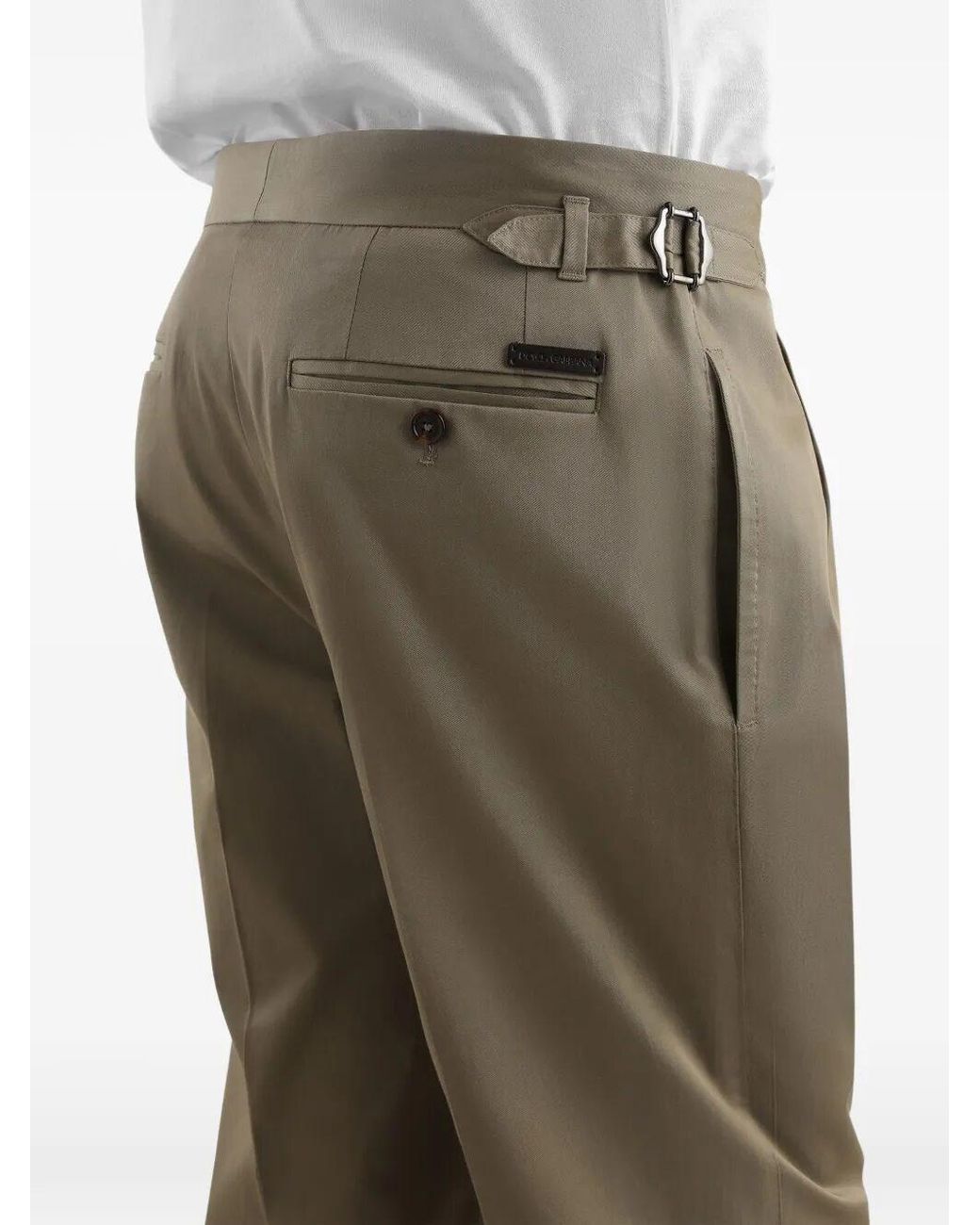 Dolce & Gabbana Green Dolce & Gabbana Straight-Leg Pleated Trousers for men