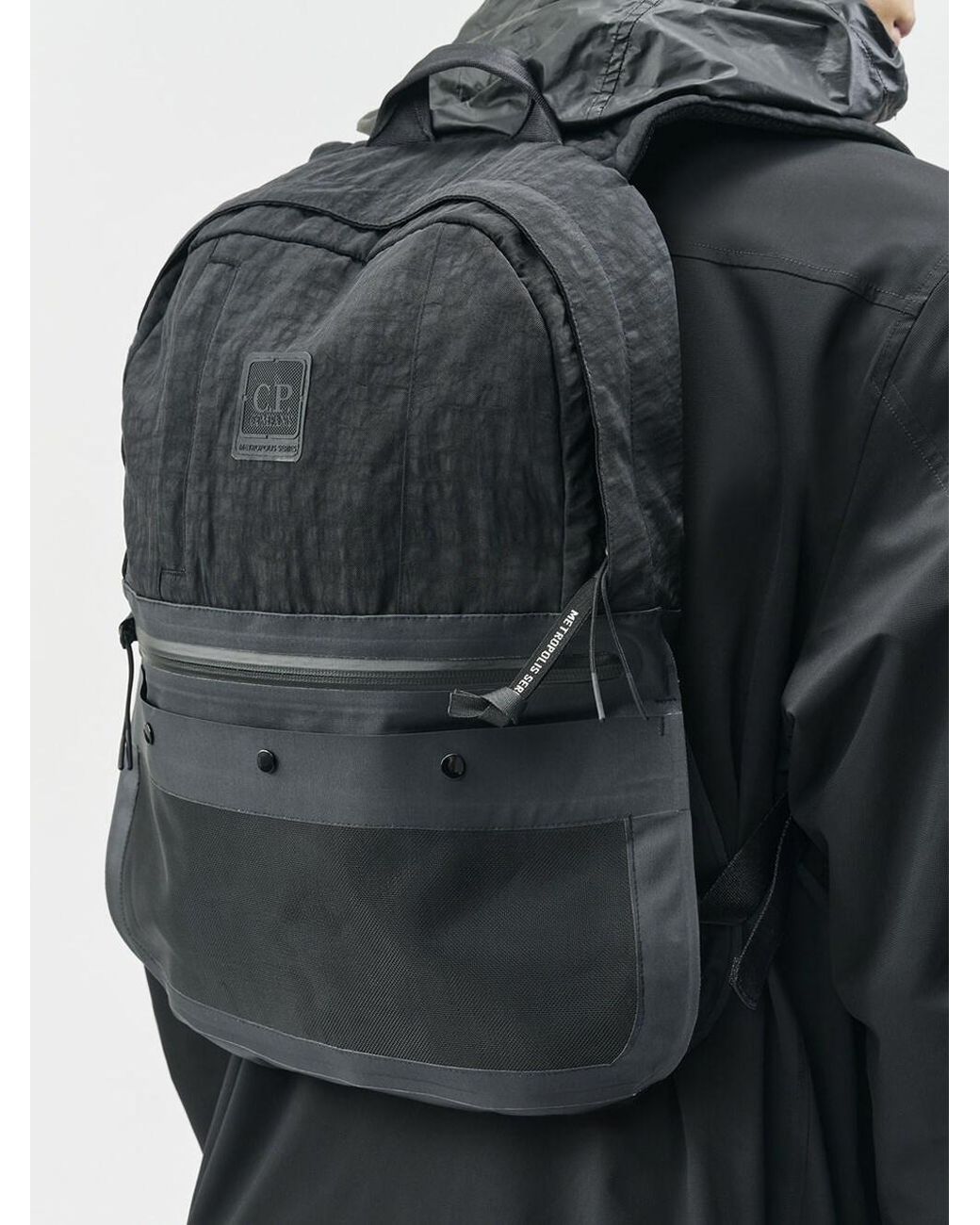 C P Company Black Metropolis Series Backpack In Quartz Fabric for men