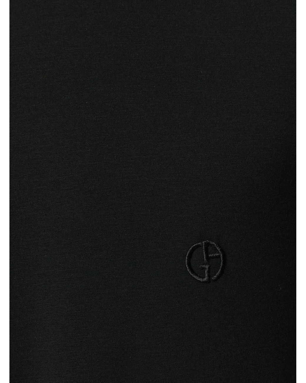 Giorgio Armani Black Slim Fit Cotton T Shirt for men