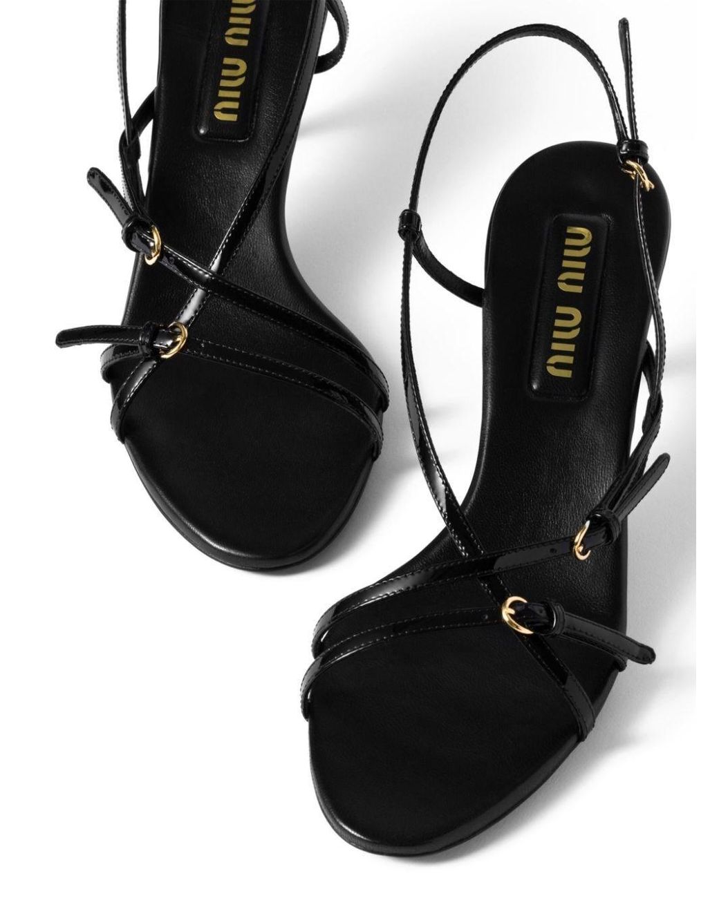 Miu Miu Black Patent Leather Sandals With Buckles