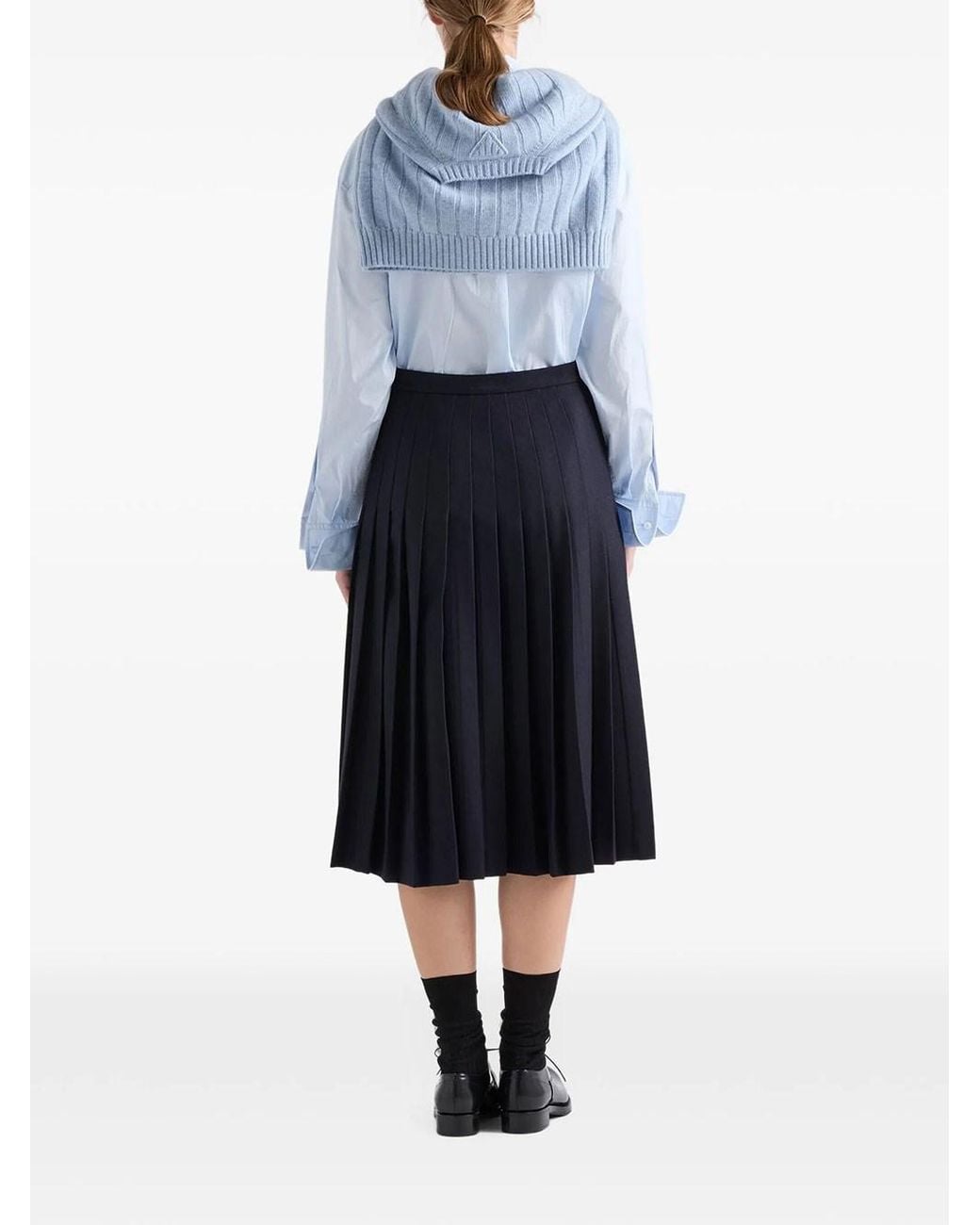 Prada Blue Re-Wool Midi Skirt