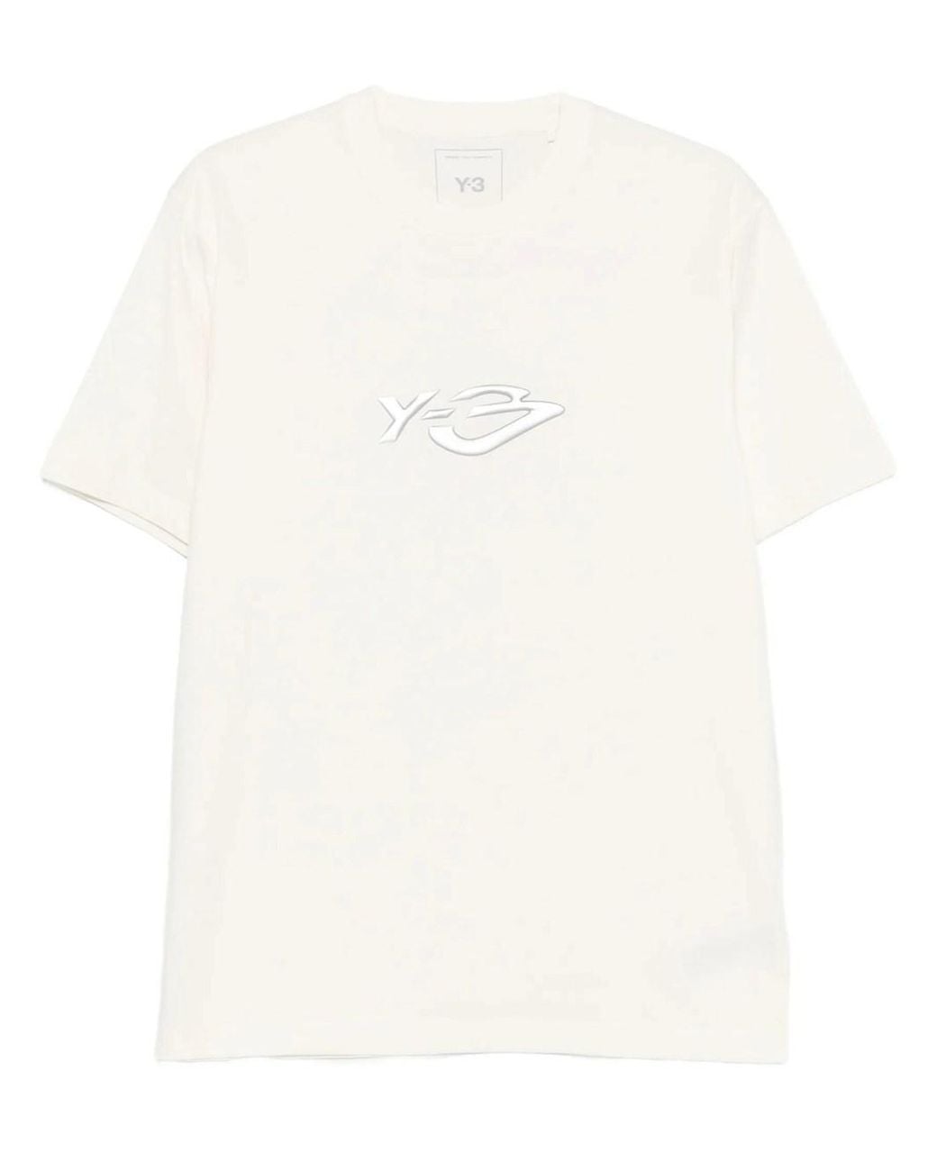 Y-3 White Logo Crew Neck T-Shirt for men