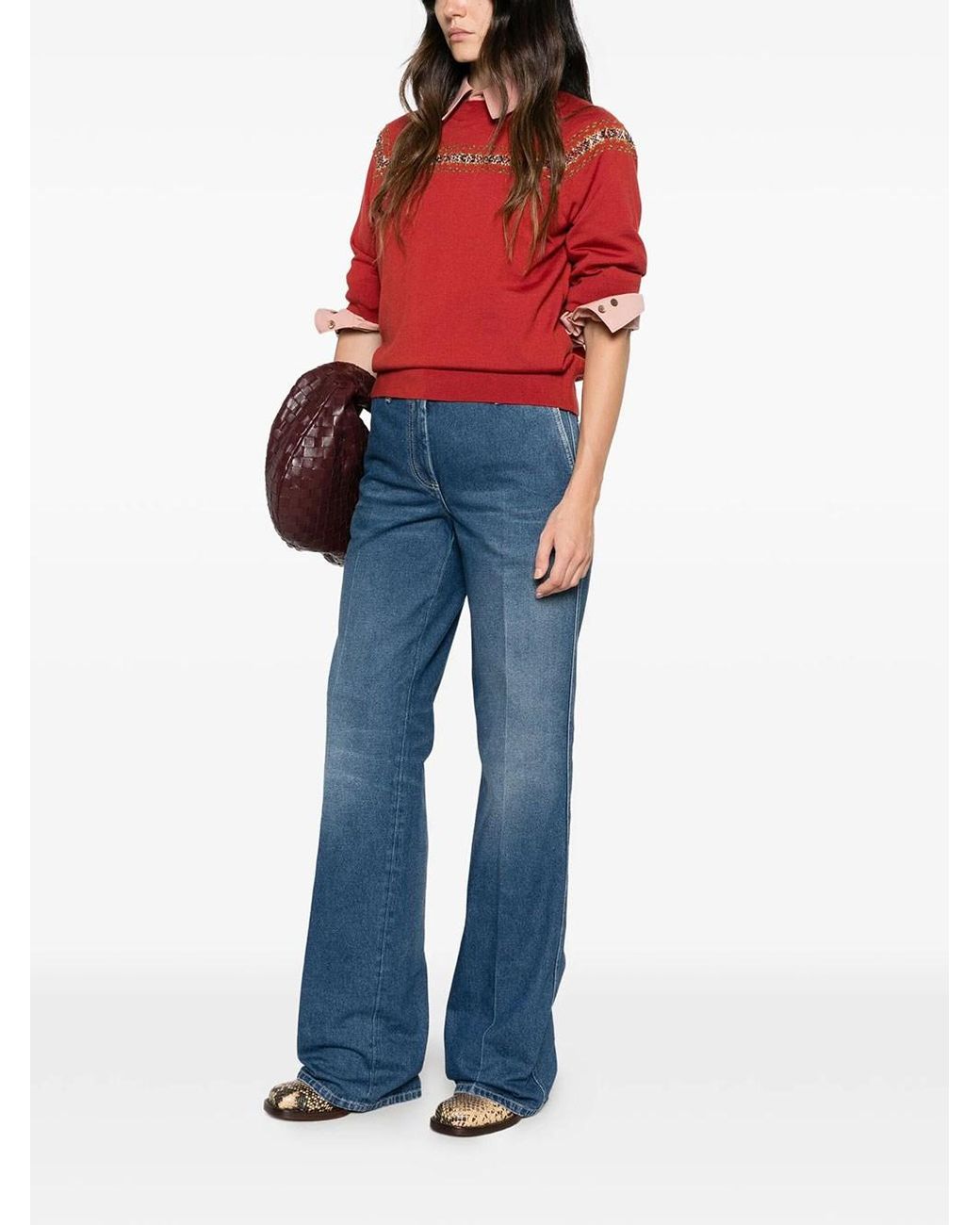 Dries Van Noten Blue Fitted Jeans With Flared Leg