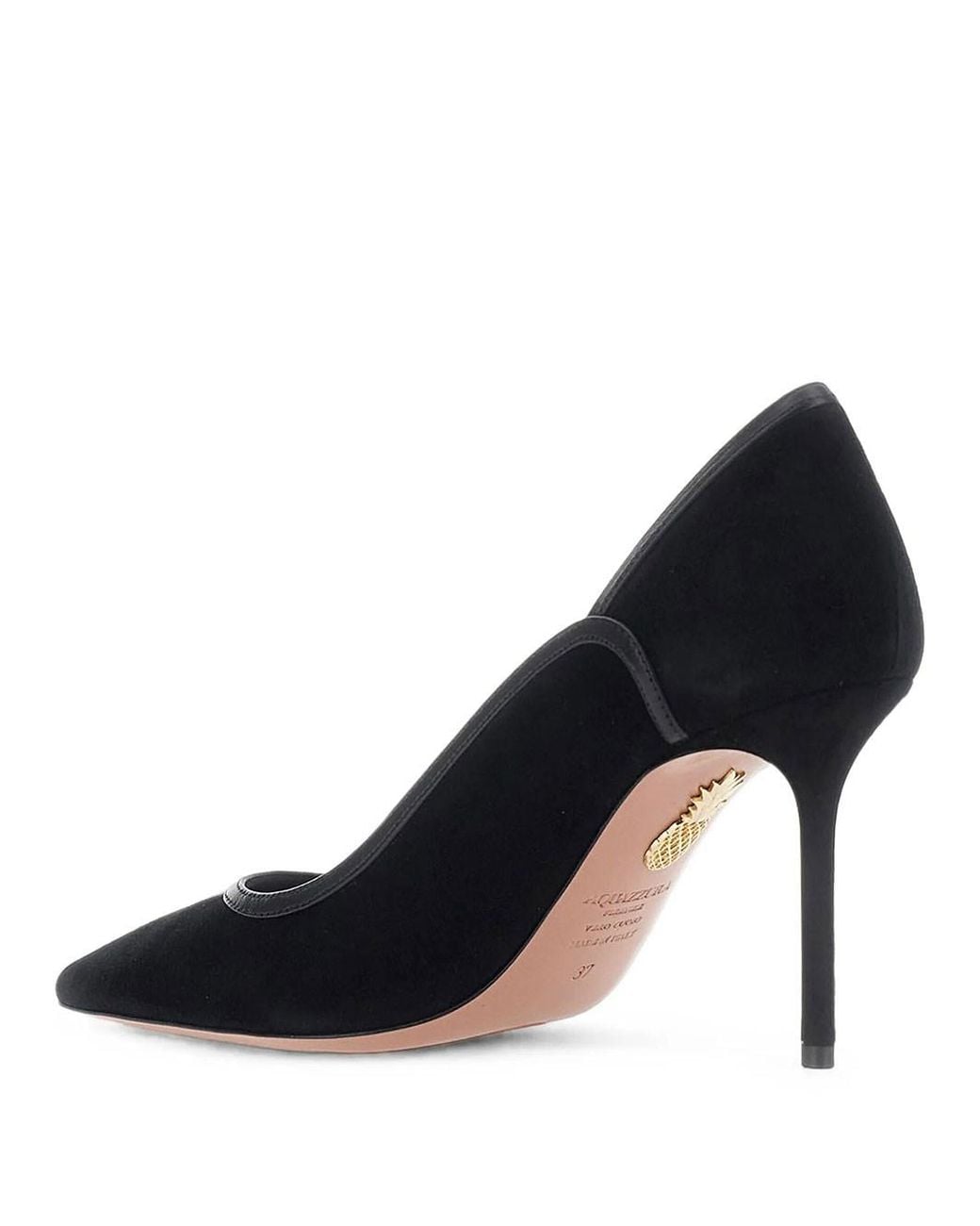 Aquazzura Black Plush 85 Suede Pumps