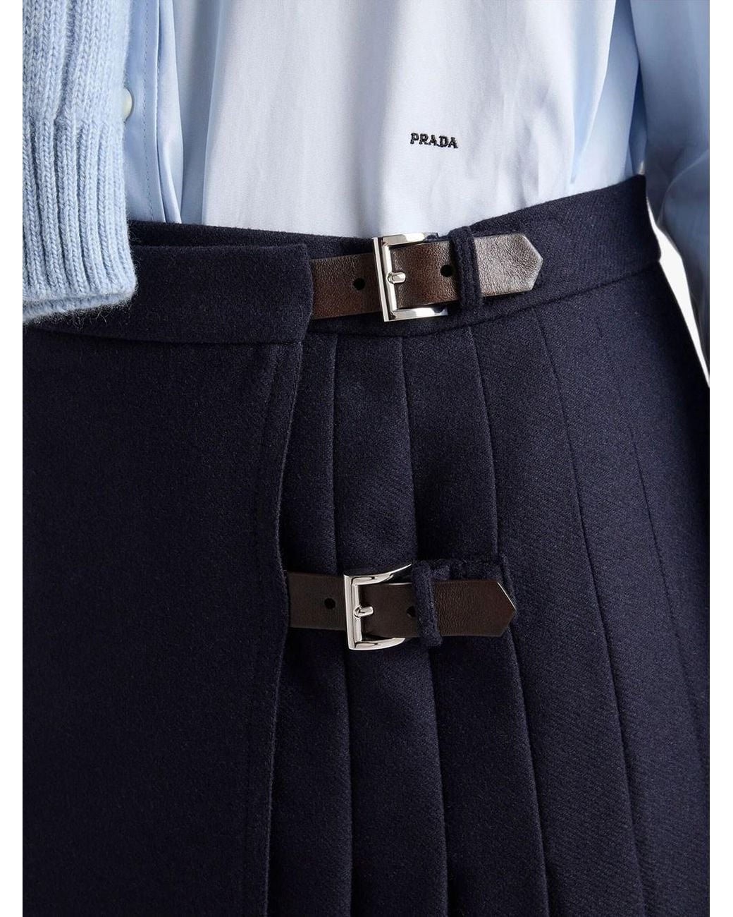 Prada Blue Re-Wool Midi Skirt