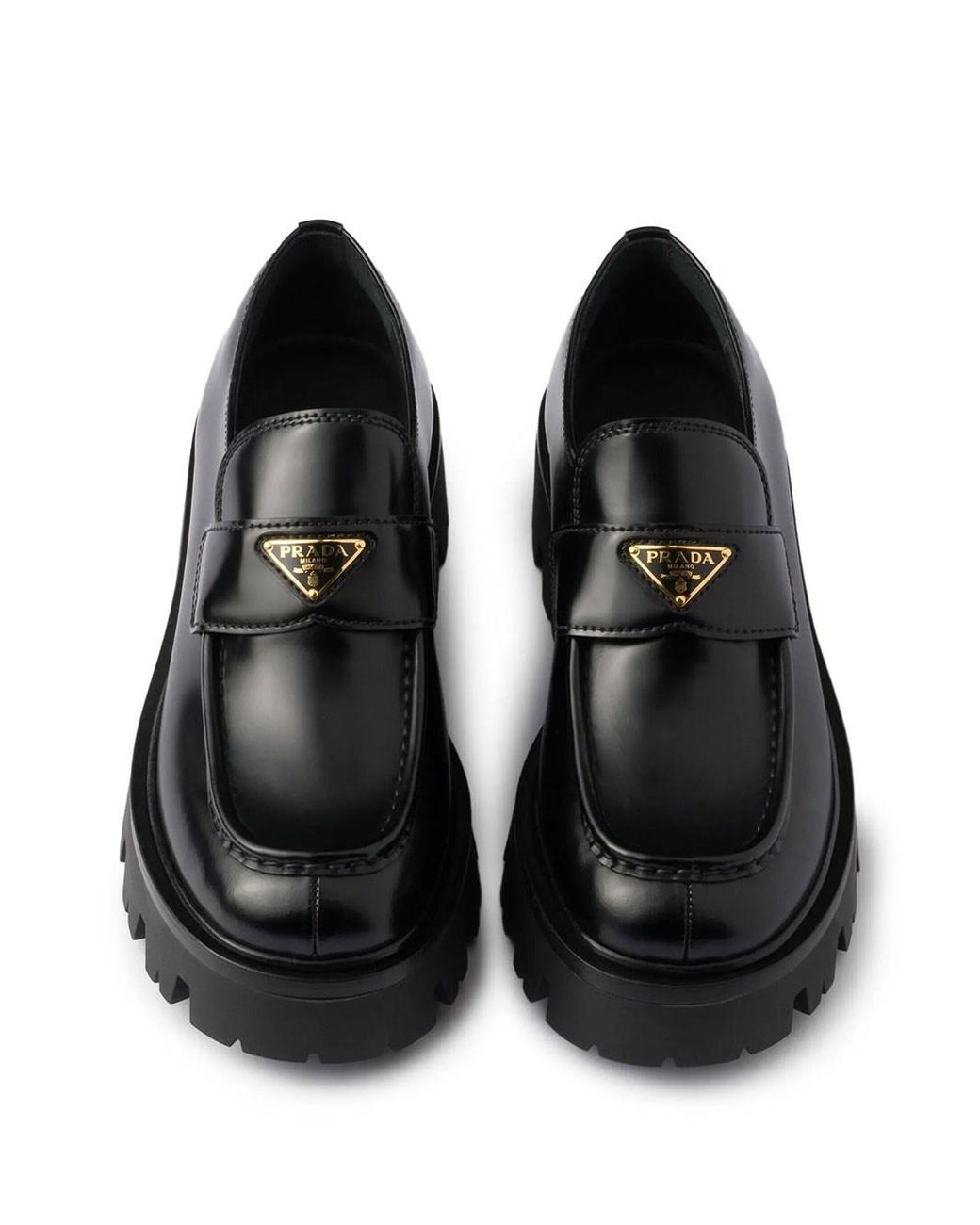 Prada Black Brushed Leather Loafers