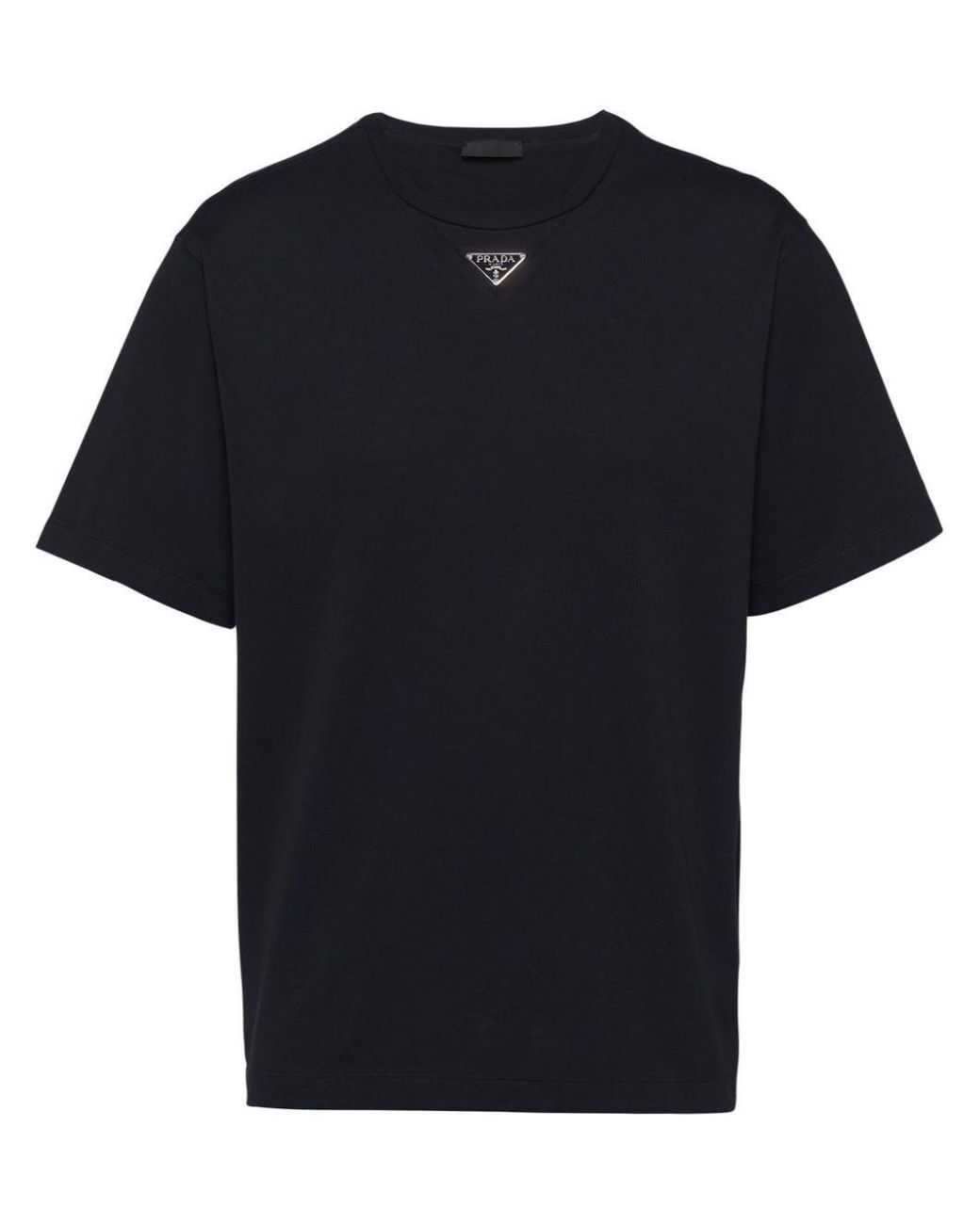 Prada Triangle Plaque T-Shirt in Black for Men | Lyst