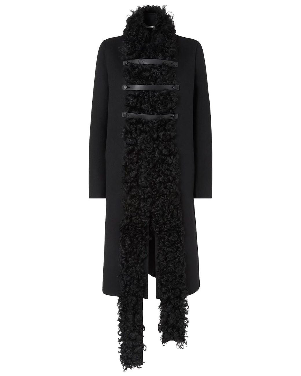 Fendi Black Wool And Shearling Coat