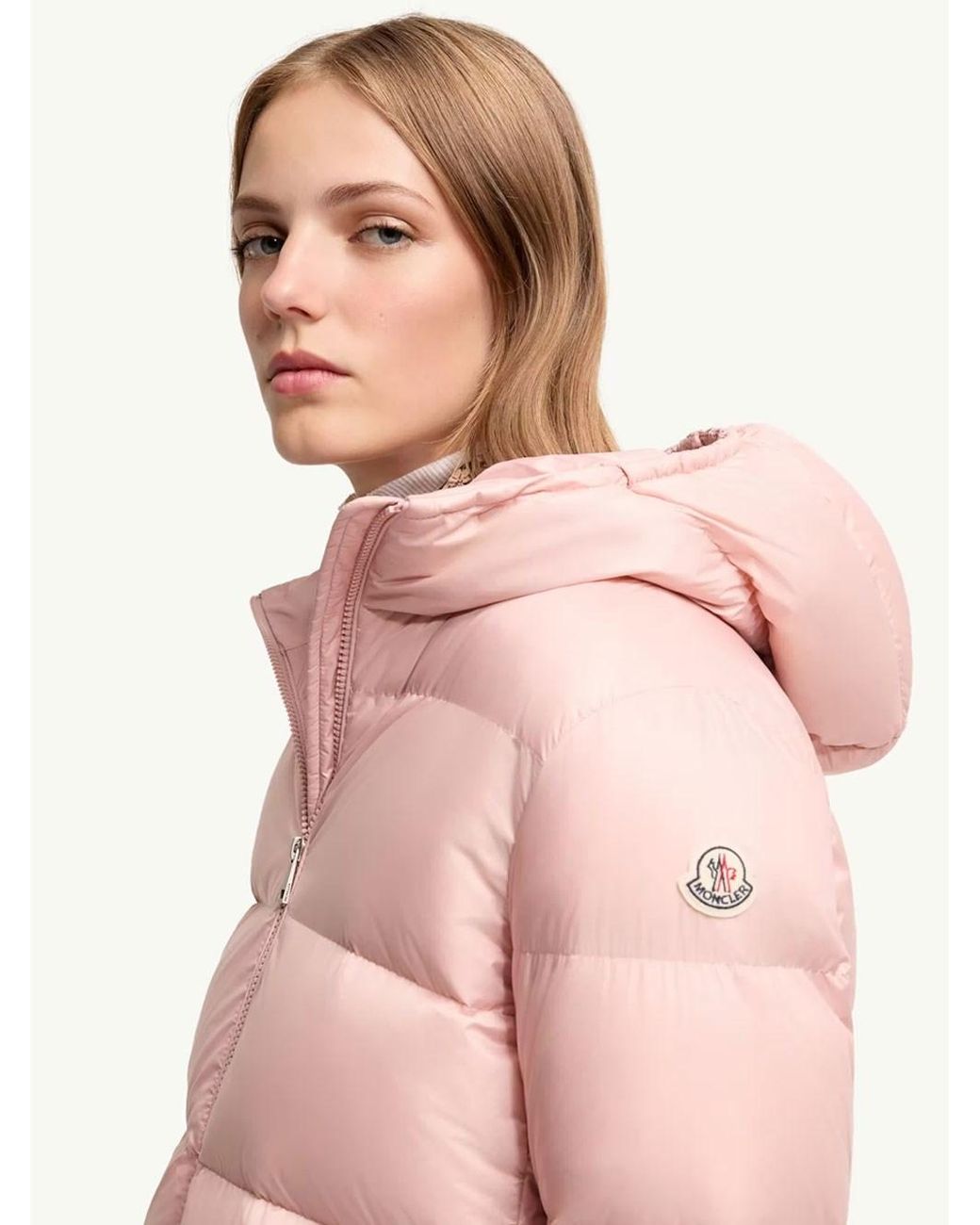 Moncler Pink Piumino Corto Feligule Con Cappuccio