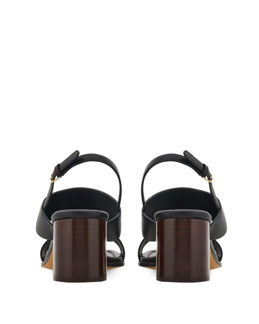 Ferragamo Black Lou 55mm Leather Slingback Sandals