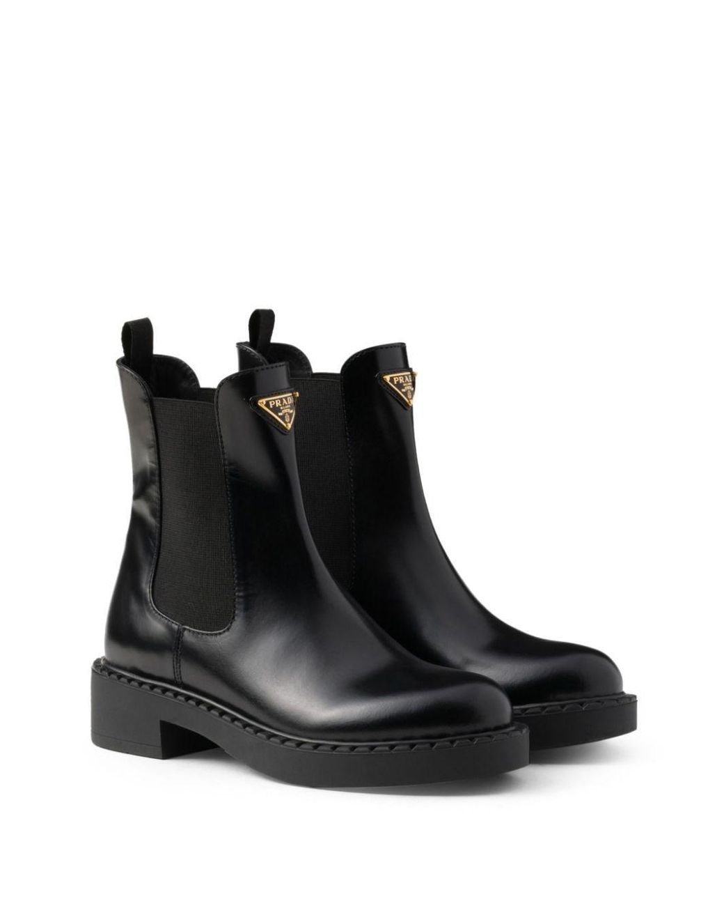 Prada Black Brushed Leather Chelsea Boots
