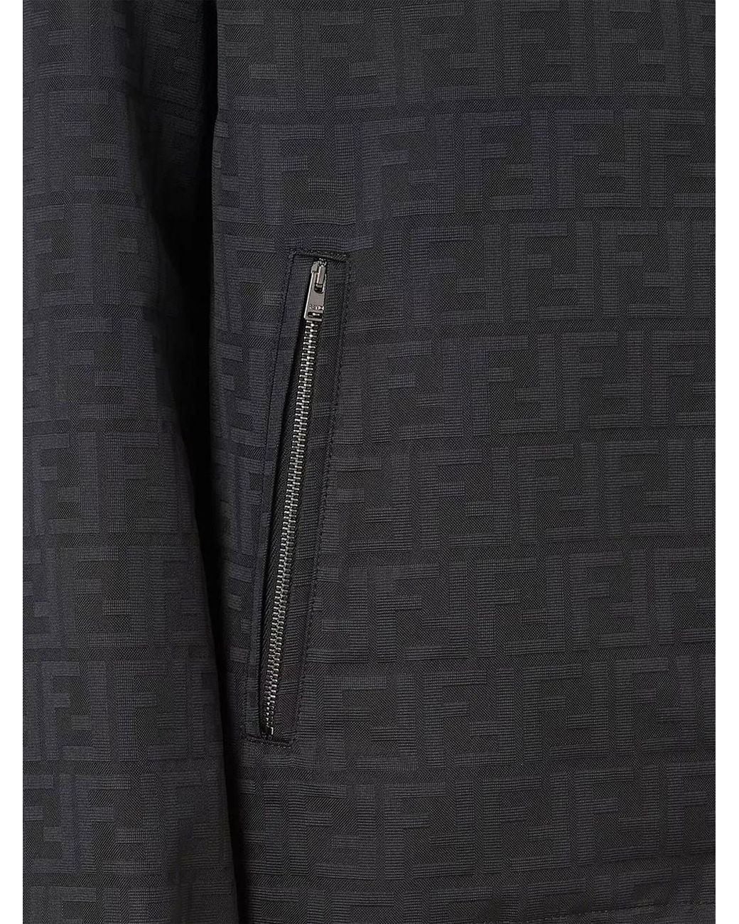 Fendi Black Ff Nylon Blouson With Zip And Hood for men