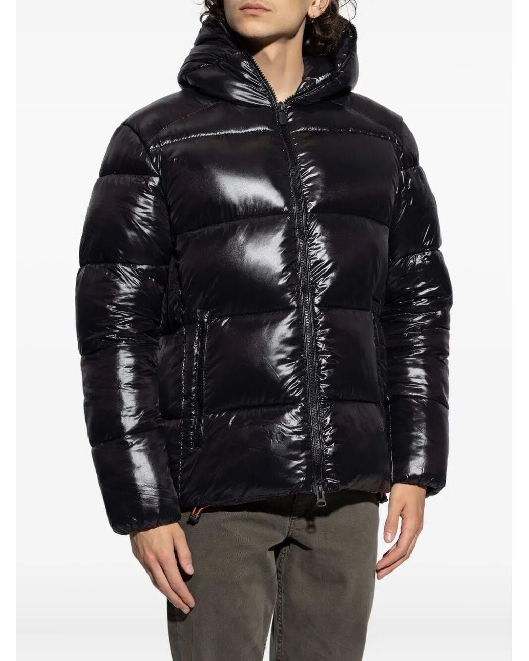 Save The Duck Black Edgard Down Jacket With Lacquered Finish for men