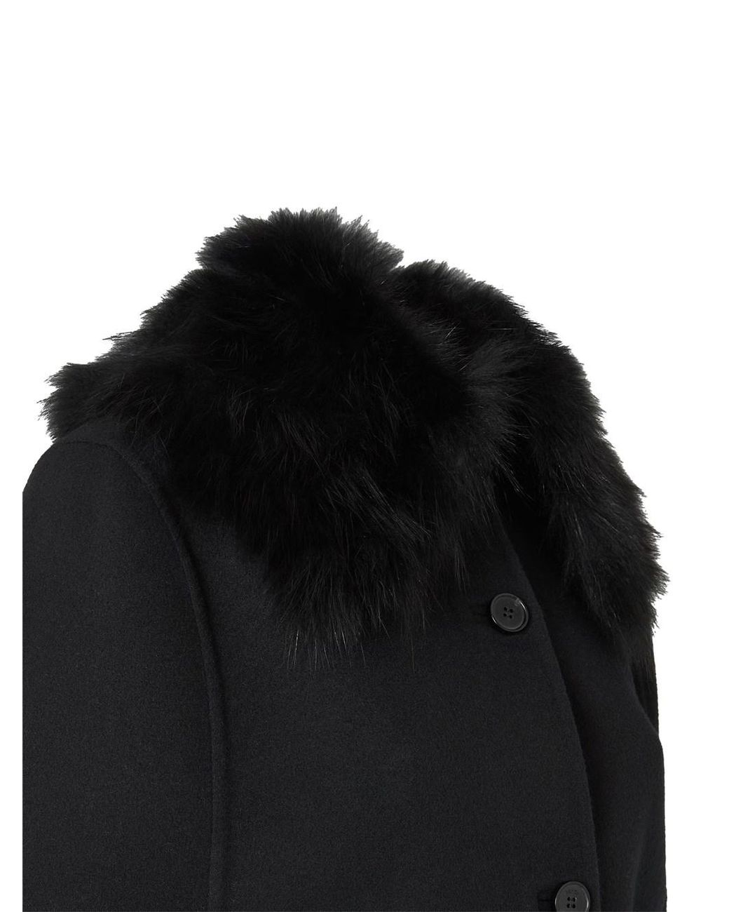 Fendi Black Double Wool Cape With Fur Collar