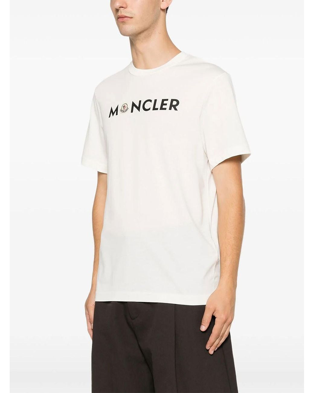 Moncler White Logo Cotton T-Shirt for men