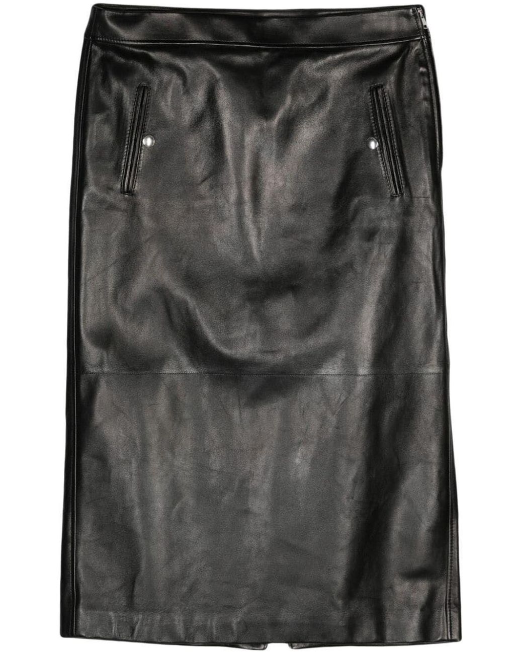 McQueen Black Low-Rise Leather Skirt