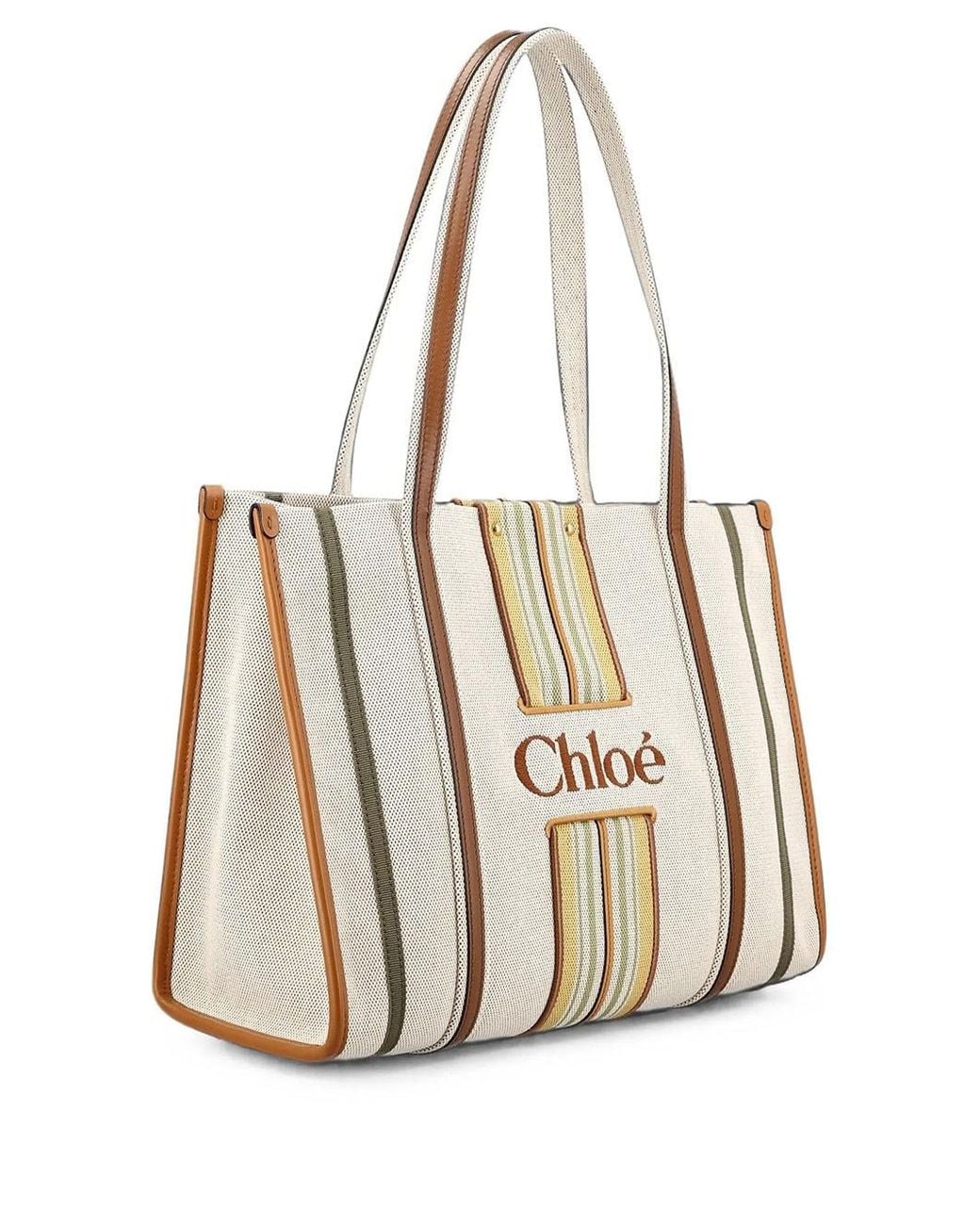 Chloé White Tote Bag "Woody Loop"