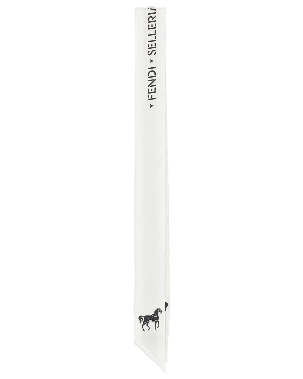 Fendi White Silk Bandeau With Saddle Print
