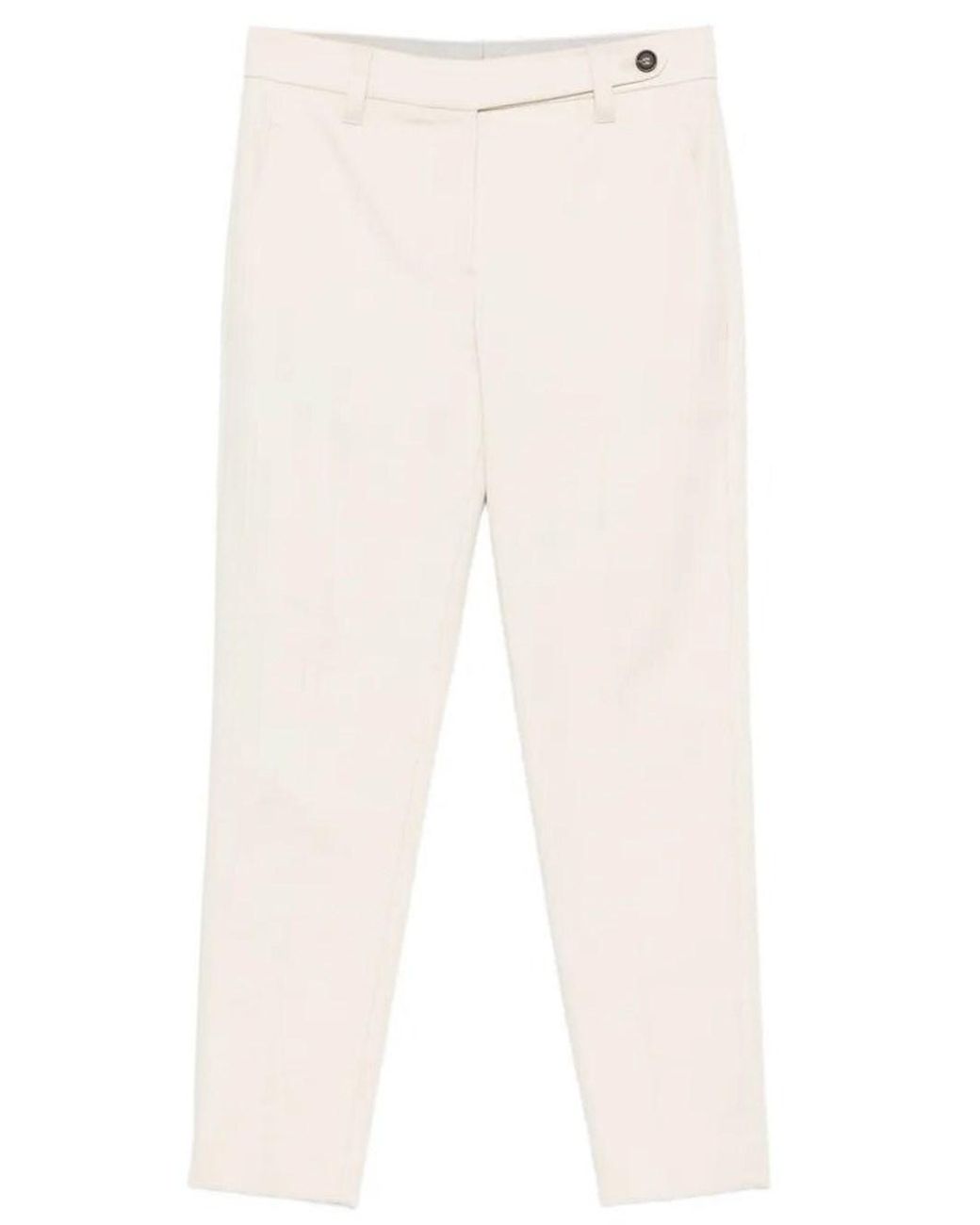 Brunello Cucinelli White Tapered Leg Cotton Trousers