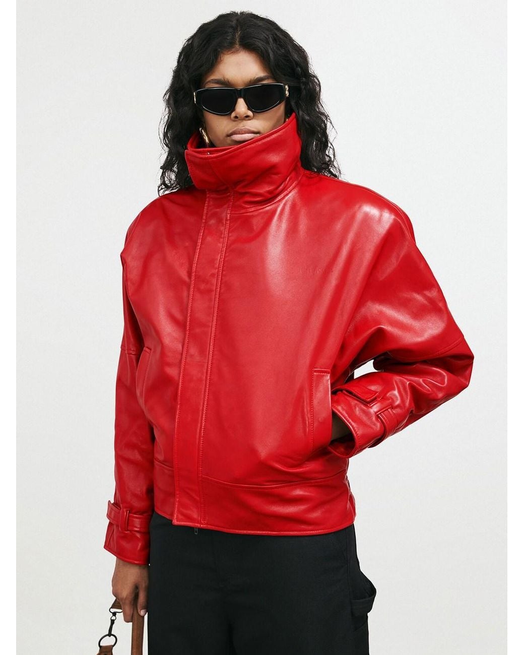 Balenciaga Red Rounded Bomber Jacket