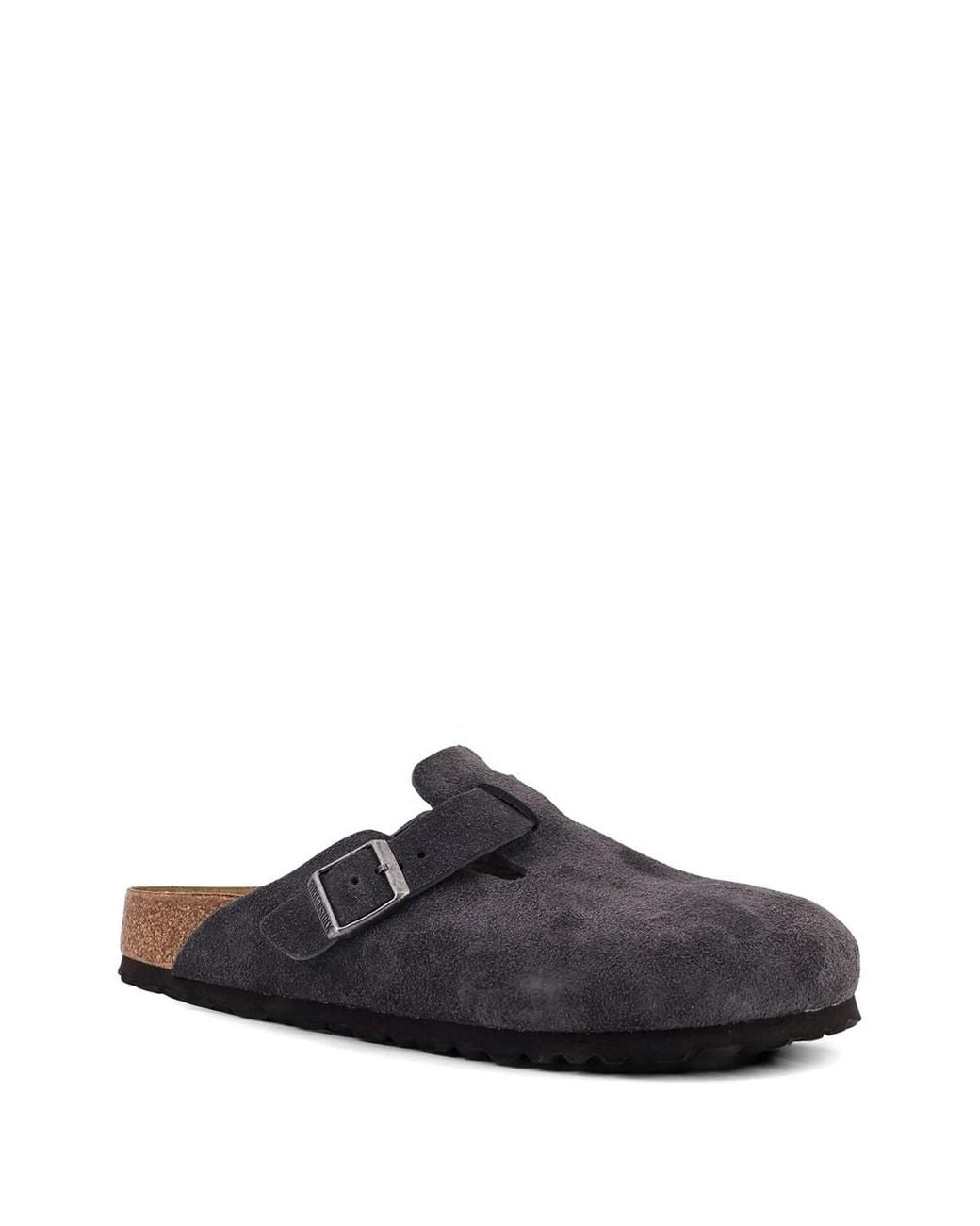Birkenstock Gray Boston Mule In Charcoal Suede