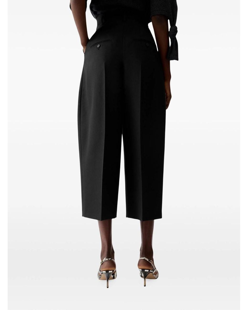 Jacquemus Black Tailored Wide-Leg Cropped Trousers With High Waist And Polished Finish