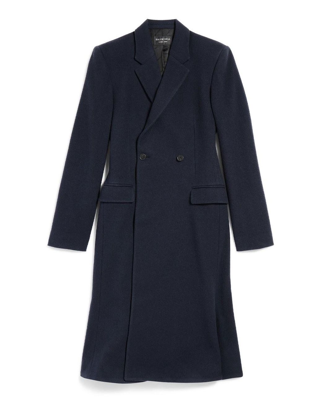 Balenciaga Blue Godet Brushed Wool Midi Coat Clothing