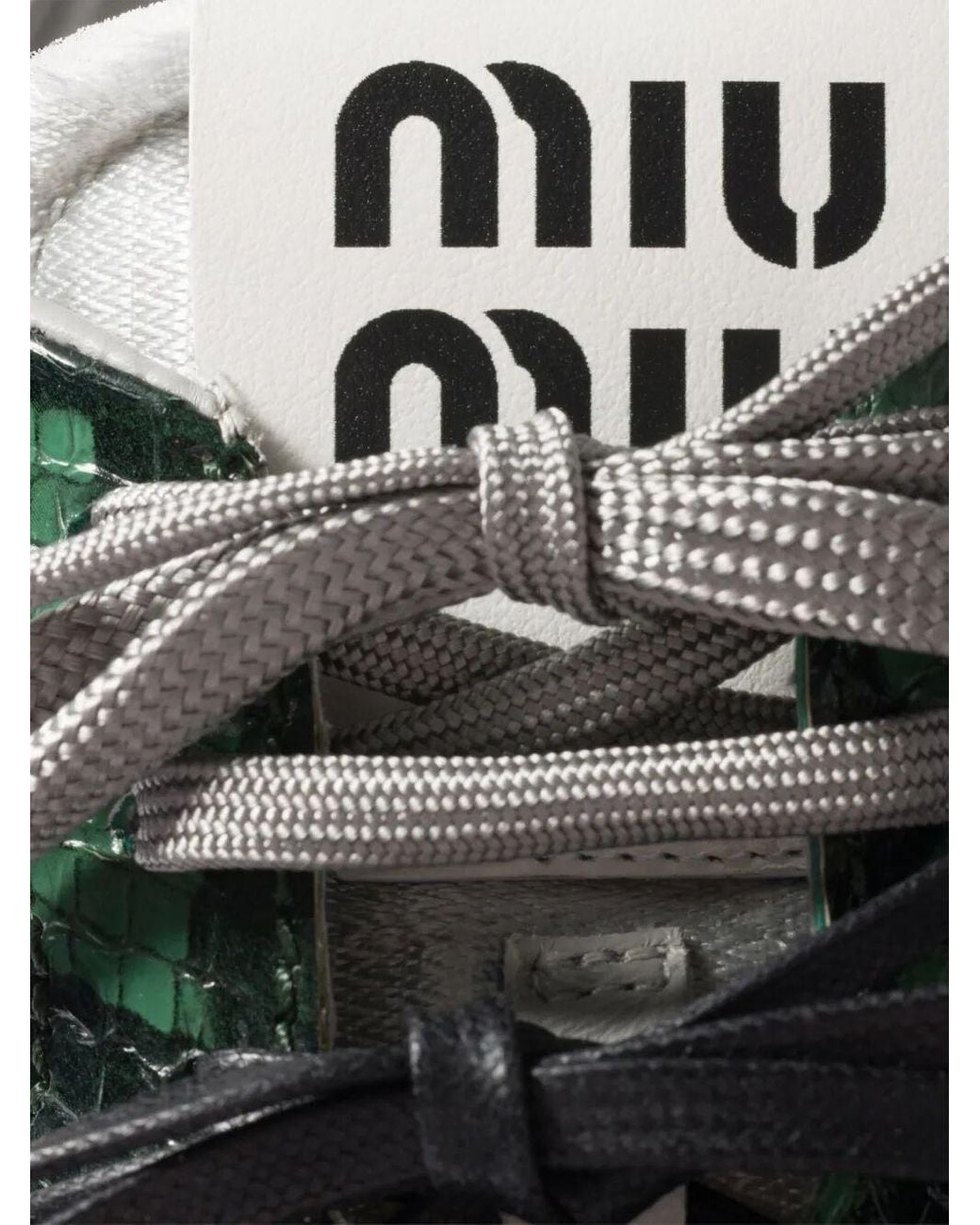 Miu Miu Green Gymnasium Technical Fabric And Python-Print Ayers Leather Sneakers Shoes