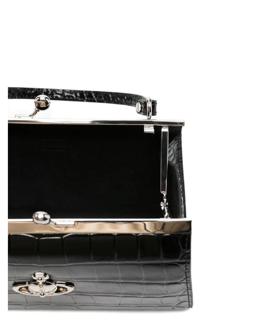 Vivienne Westwood Black Doll Xl Bag Crocodile Effect