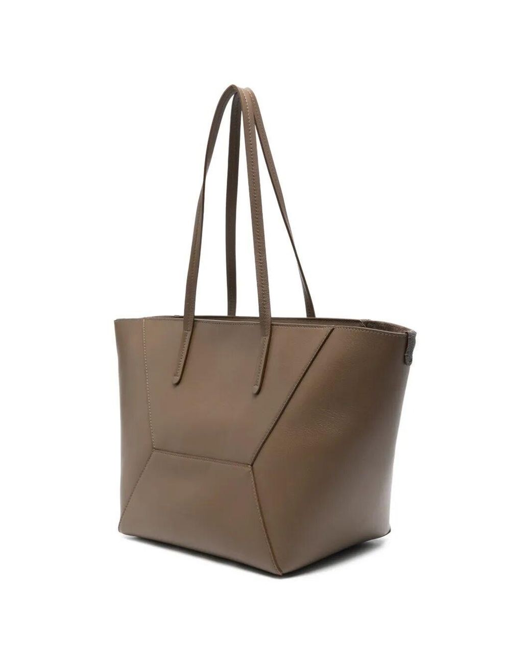 Brunello Cucinelli Brown Leather Tote Bag With Pouch