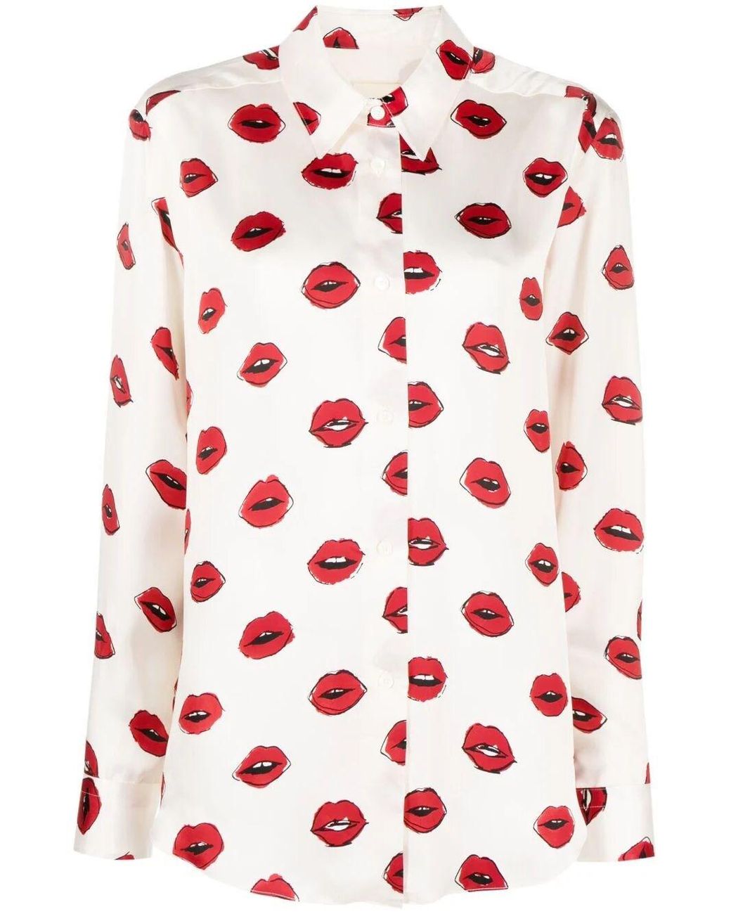 blouse with lips print