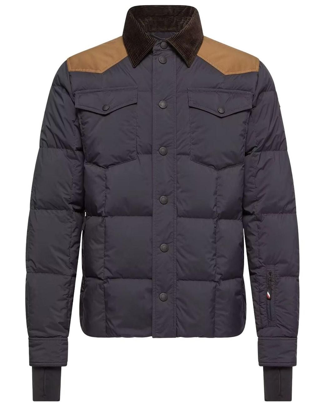 Moncler Blue Grenoble: Geltech Ski Down Jacket With Corduroy Trim for men