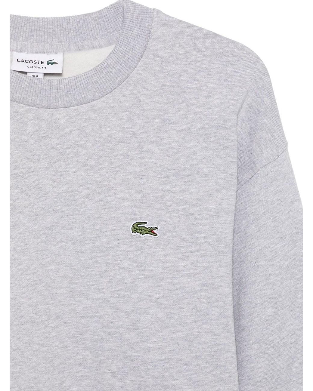 Lacoste Gray Cotton Crew Neck Sweatshirt for men