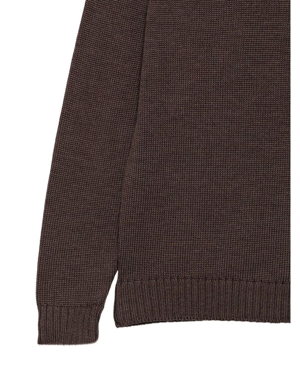 Zanone Brown Crew-Neck Wool Sweater for men