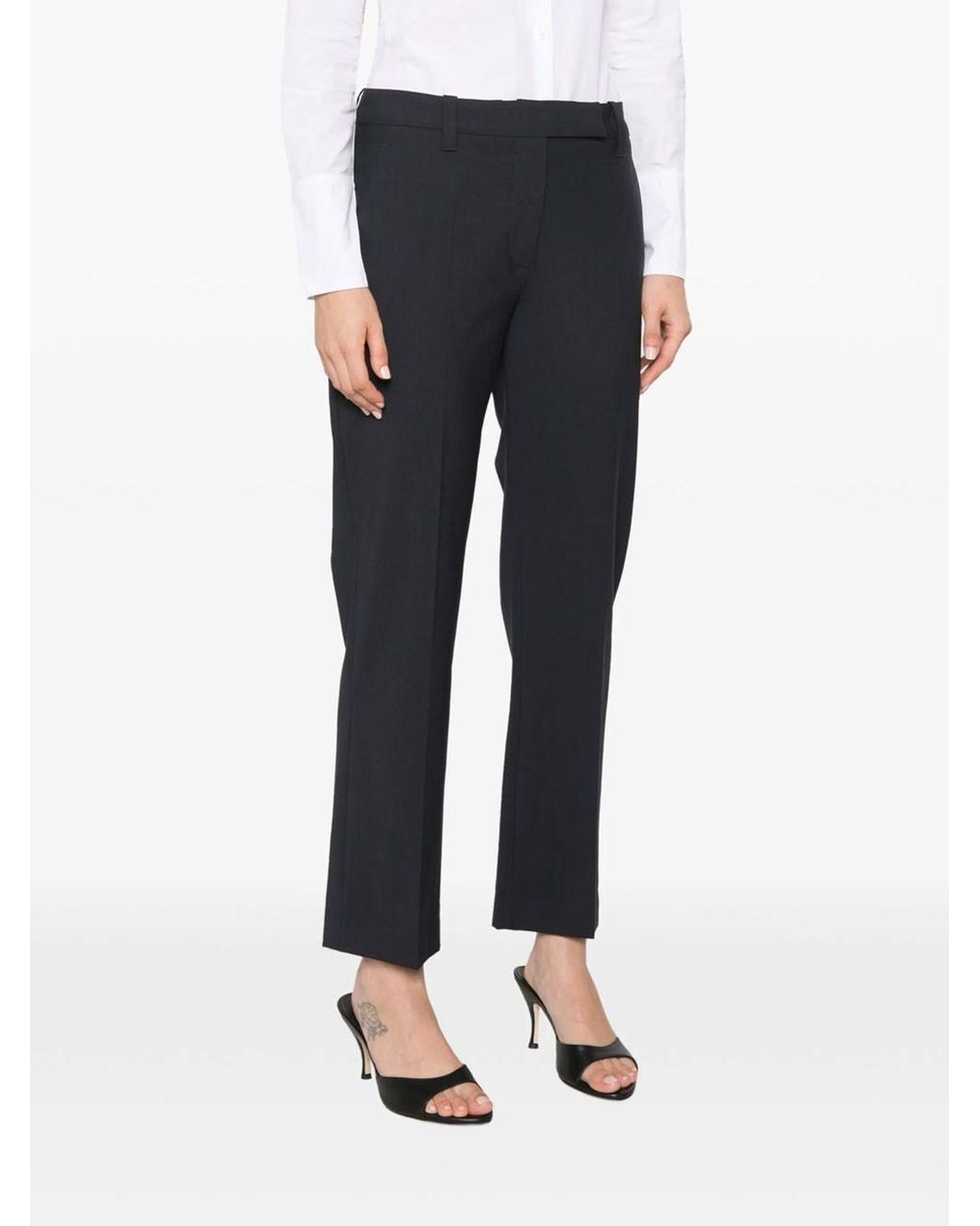 Brunello Cucinelli Blue Pressed-Crease Wool Trousers