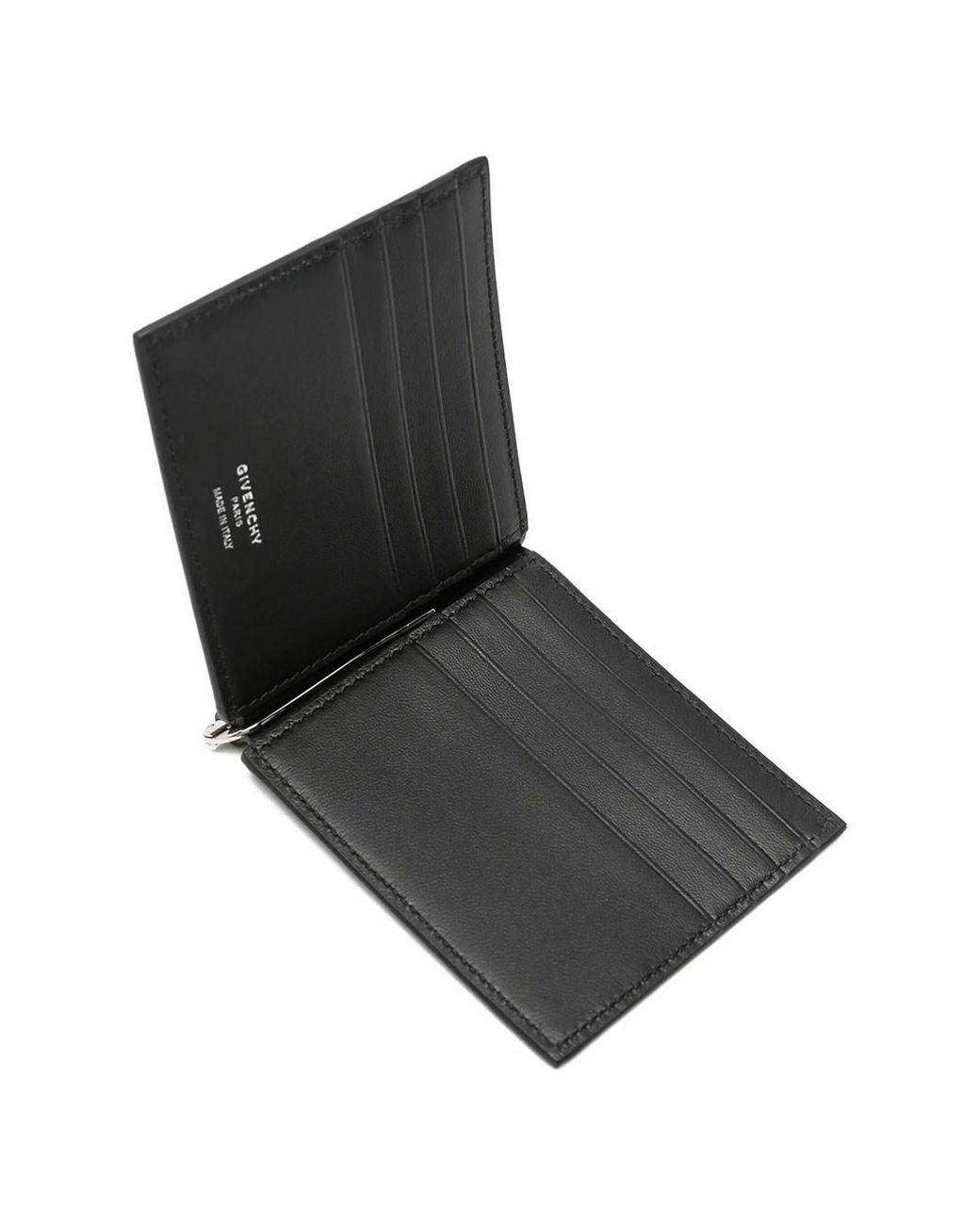 Givenchy Black Leather Bi-Fold Card Case With Bill Clip for men