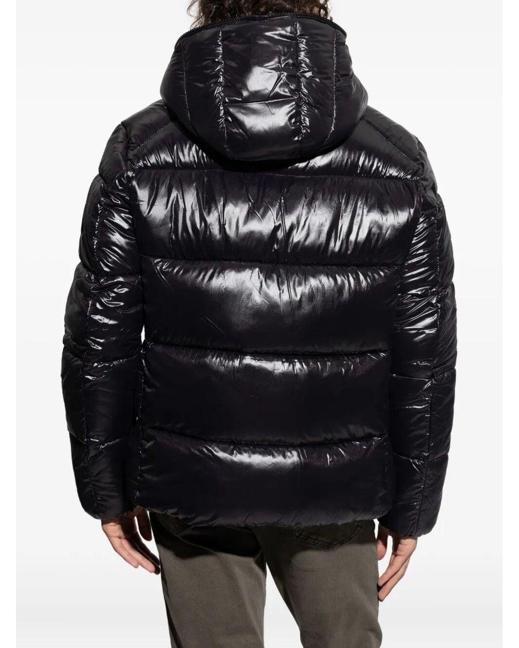 Save The Duck Black Edgard Down Jacket With Lacquered Finish for men
