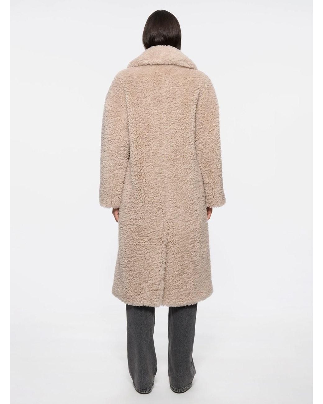 Stand Studio Natural Jazmin Coat In Faux Fur