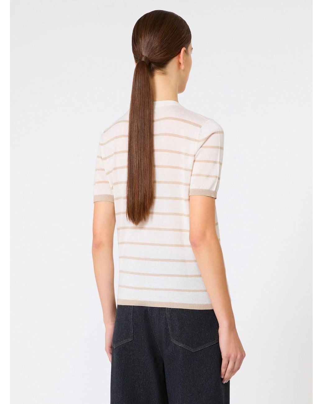 Max Mara White Cashmere And Silk Yarn Sweater
