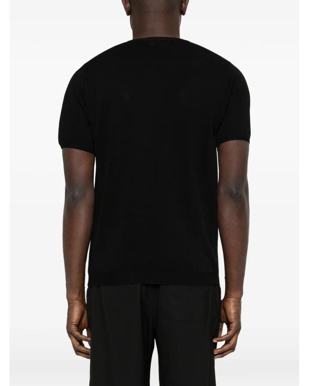 Roberto Collina Black Short Sleeve Cotton Blend Sweater for men