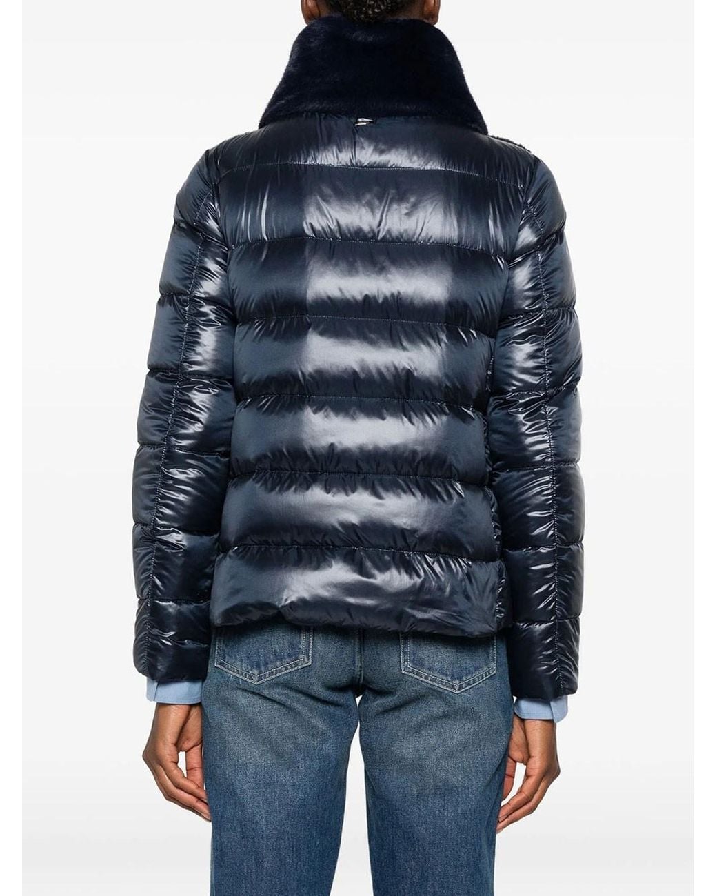 Herno Blue Padded Faux-Fur Zip Jacket