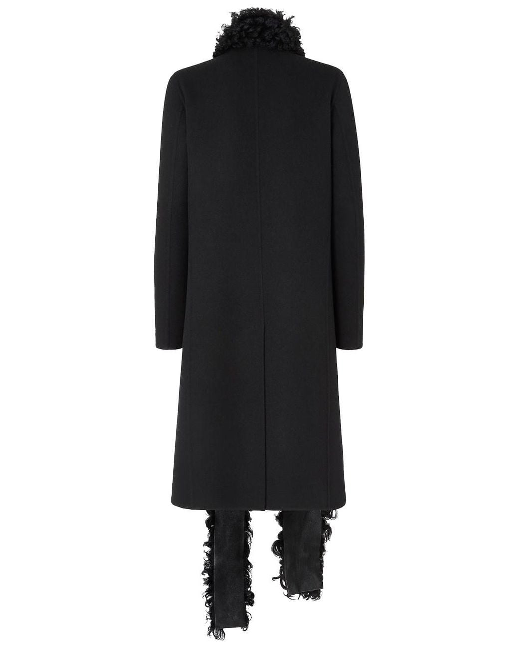 Fendi Black Wool And Shearling Coat