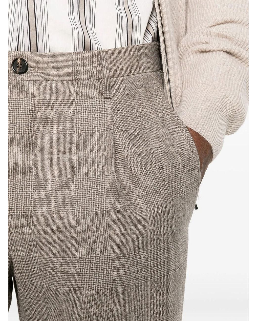 Incotex Gray Tapered Wool Trousers With Prince Of Wales Check for men