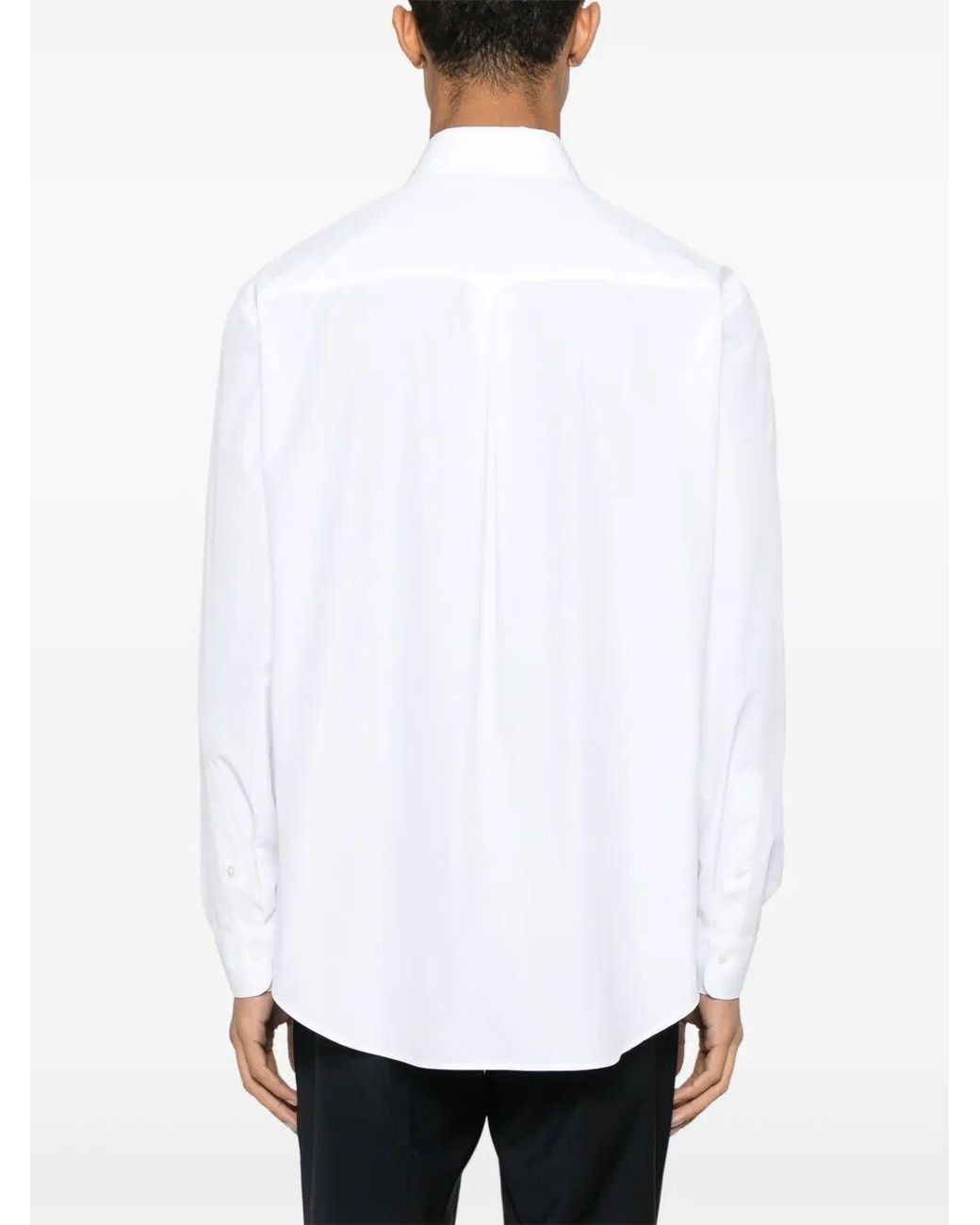 Fendi White Topstitched Roma Lettering Cotton Shirt Clothing for men